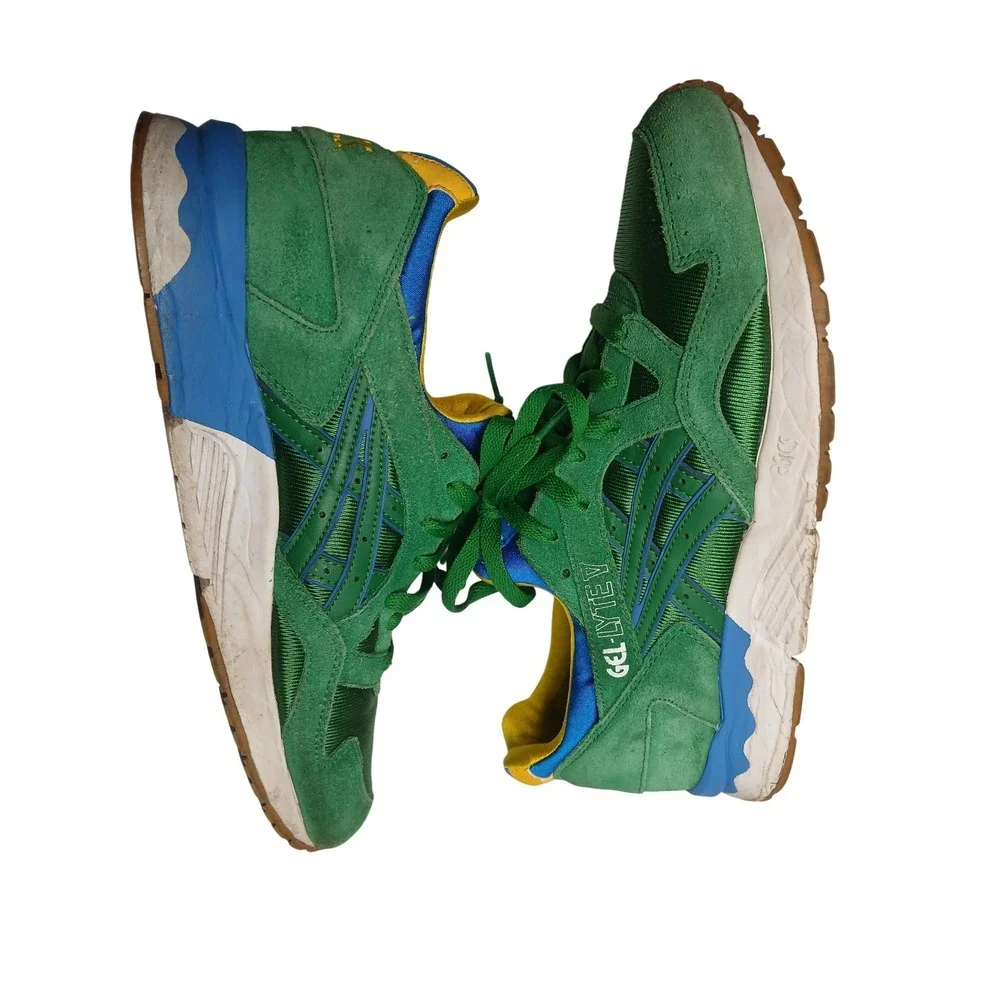 Asics Gel-Lyte V Mens 9.5 Green Blue Yellow Brazil H401N Suede Sneakers